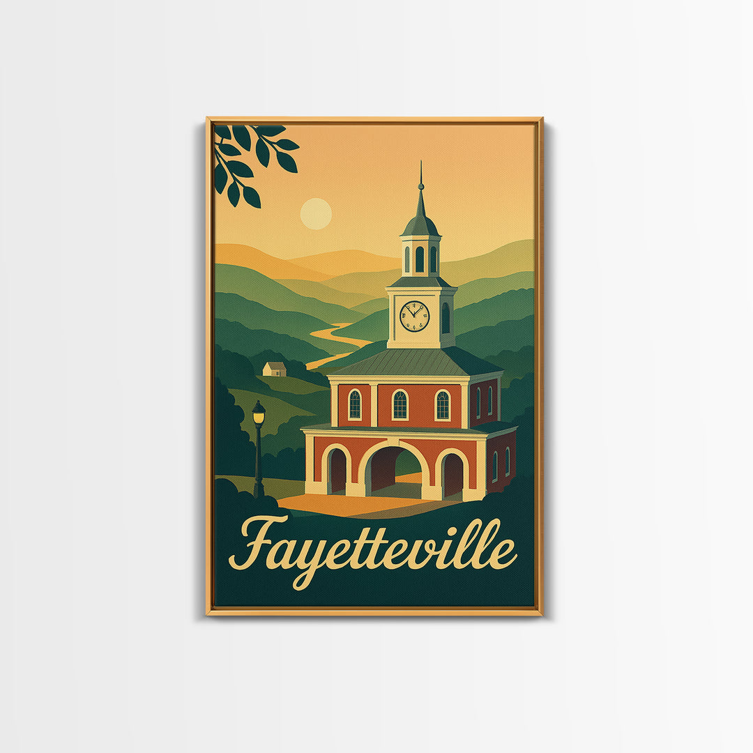 Fayetteville North Carolina Travel Poster, Canvas Print, Mid Century City Wall Art, Fayetteville Poster Print, City Illustration, Art Print