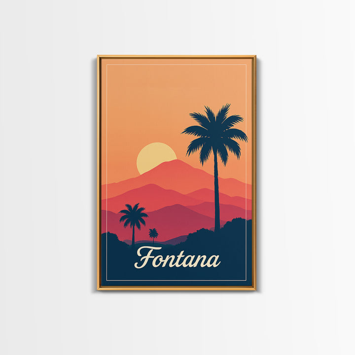 Fontana California Travel Poster, Canvas Print, Mid Century City Wall Art, Fontana City Art, Poster Art, Vintage City Art
