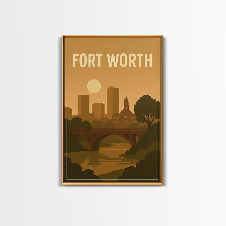 Fort Worth Texas Travel Poster, Canvas Print, Mid Century City Wall Art, Fort Worth Poster Print, Fine Art Print, Modern Wall Decor