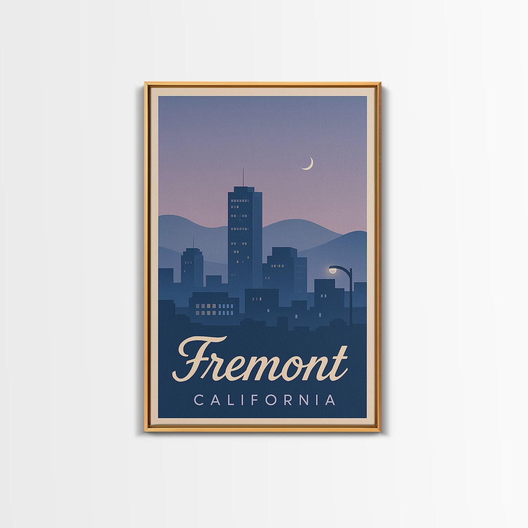 Fremont Travel Poster, Canvas Print, Retro Sunset Skyline Art, Fremont Poster Print, Mid Century Wall Art, Fine Art Print, Travel Wall Art