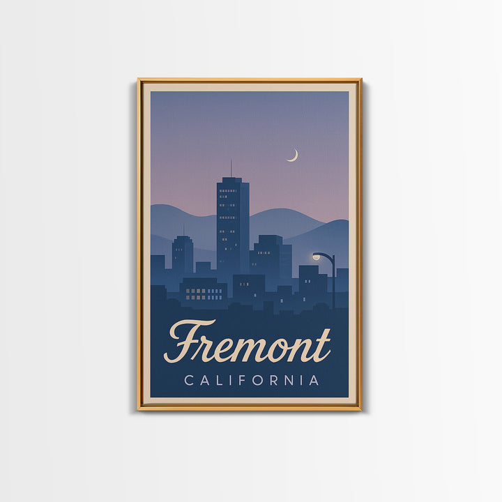 Fremont Travel Poster, Canvas Print, Retro Sunset Skyline Art, Fremont Poster Print, Mid Century Wall Art, Fine Art Print, Travel Wall Art