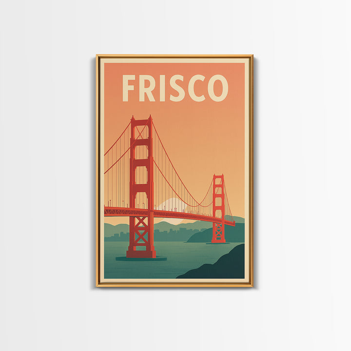 Frisco Travel Poster, Canvas Print, Mid Century City Wall Art, Frisco Art Print, Retro Travel Print, Home Office Decor, Travel Wall Decor