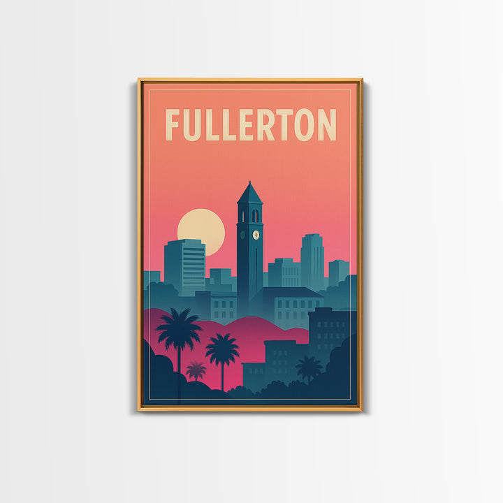 Fullerton Travel Poster, Canvas Print, Mid Century City Wall Art, Fullerton Wall Art, City Travel Prints, Mid Century Wall Art