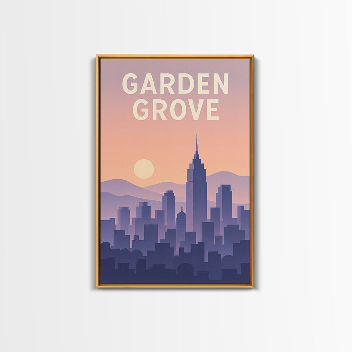 Garden Grove California Travel Poster, Canvas Print, Mid Century City Wall Art, Garden Grove Wall Art, Travel Poster Art, Travel Art Print