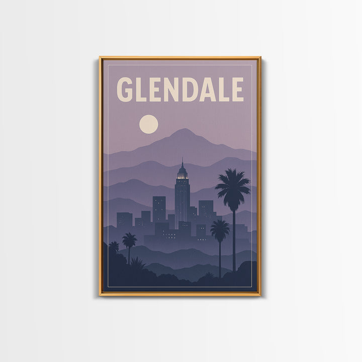 Glendale Travel Poster, Framed Canvas Print, Vintage Travel Poster Art, Glendale Wall Art, Travel Poster Set, Travel Art Print