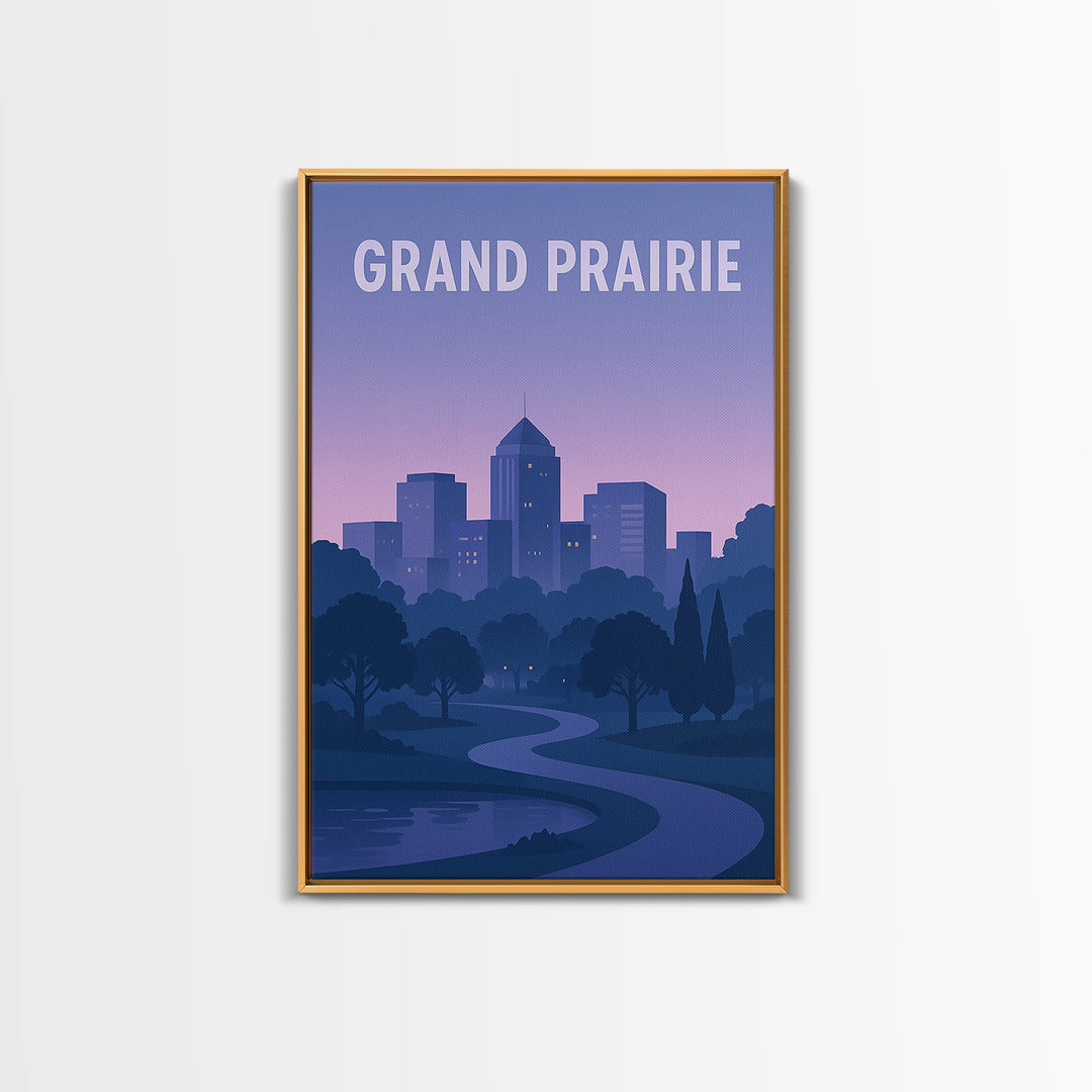 Grand Prairie Texas Travel Poster, Canvas Print, Mid Century City Wall Art, Grand Prairie Poster Print, Travel Poster Set, Modern Wall Decor