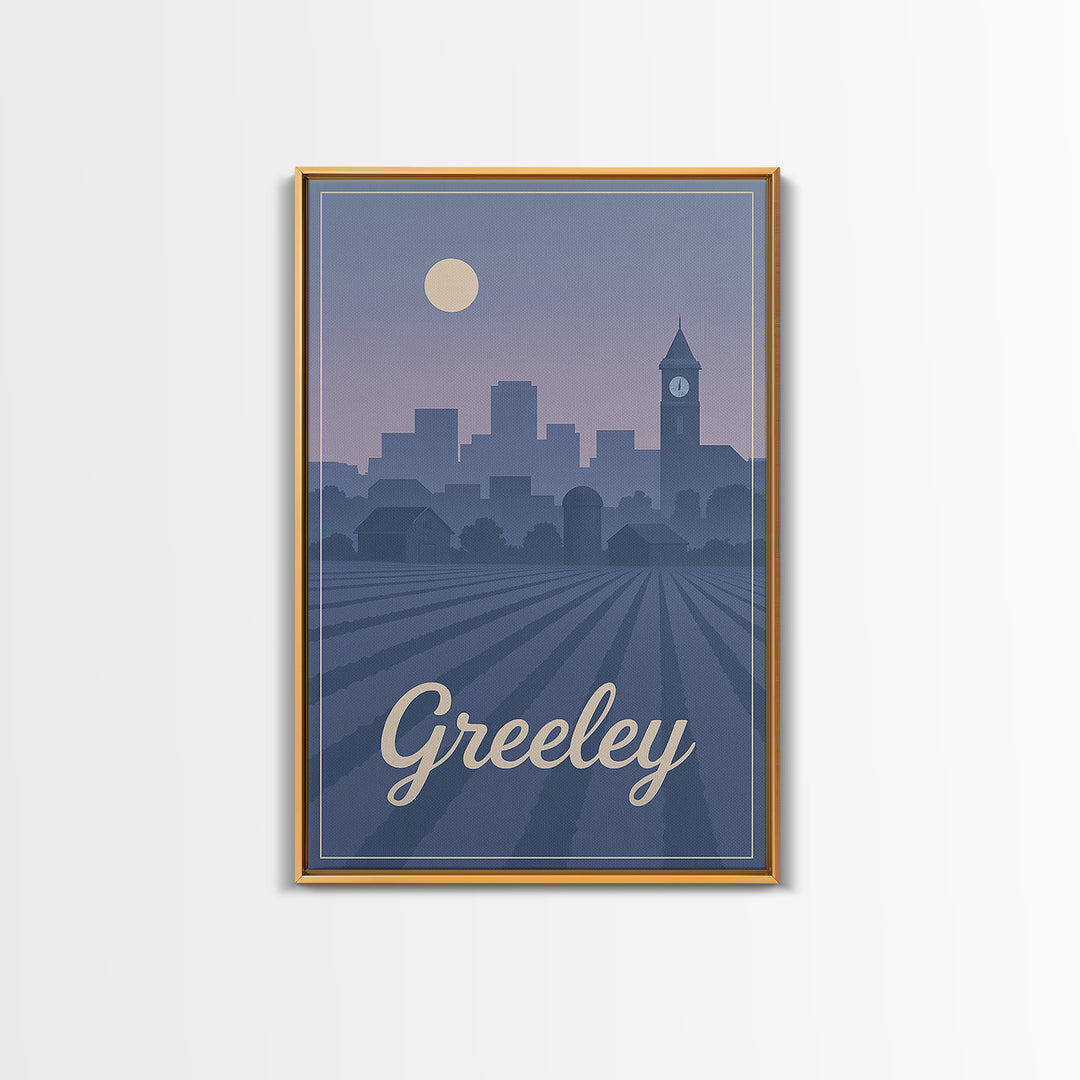 Greeley Travel Poster, Framed Canvas Print, Classic Travel Poster Art, Greeley Art Print, Retro Travel Print, Vintage City Art