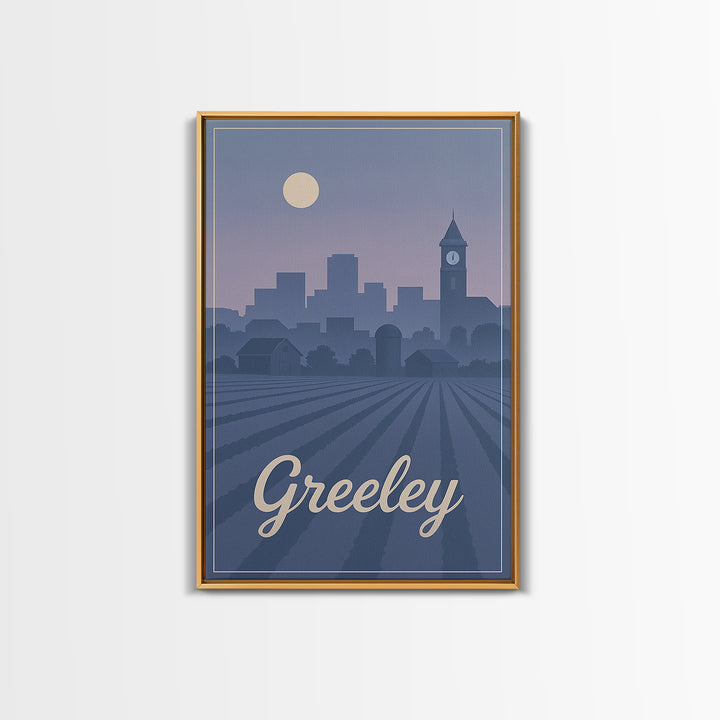Greeley Travel Poster, Framed Canvas Print, Classic Travel Poster Art, Greeley Art Print, Retro Travel Print, Vintage City Art