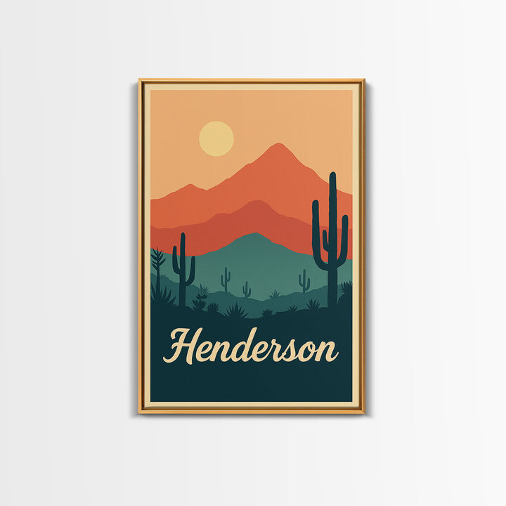 Henderson Nevada Travel Poster, Canvas Print, Classic Travel Poster Art, Henderson Art Print, City Travel Prints, Living Room Wall Art