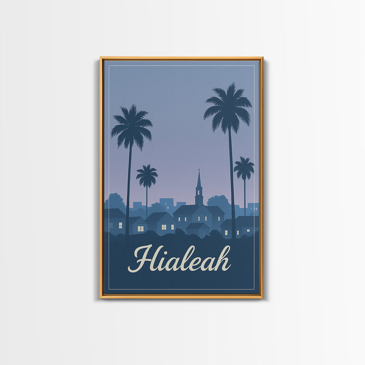 Hialeah Travel Poster, Framed Canvas Print, Mid Century City Wall Art, Hialeah Poster Print, Vintage Travel Print, Travel Poster Art