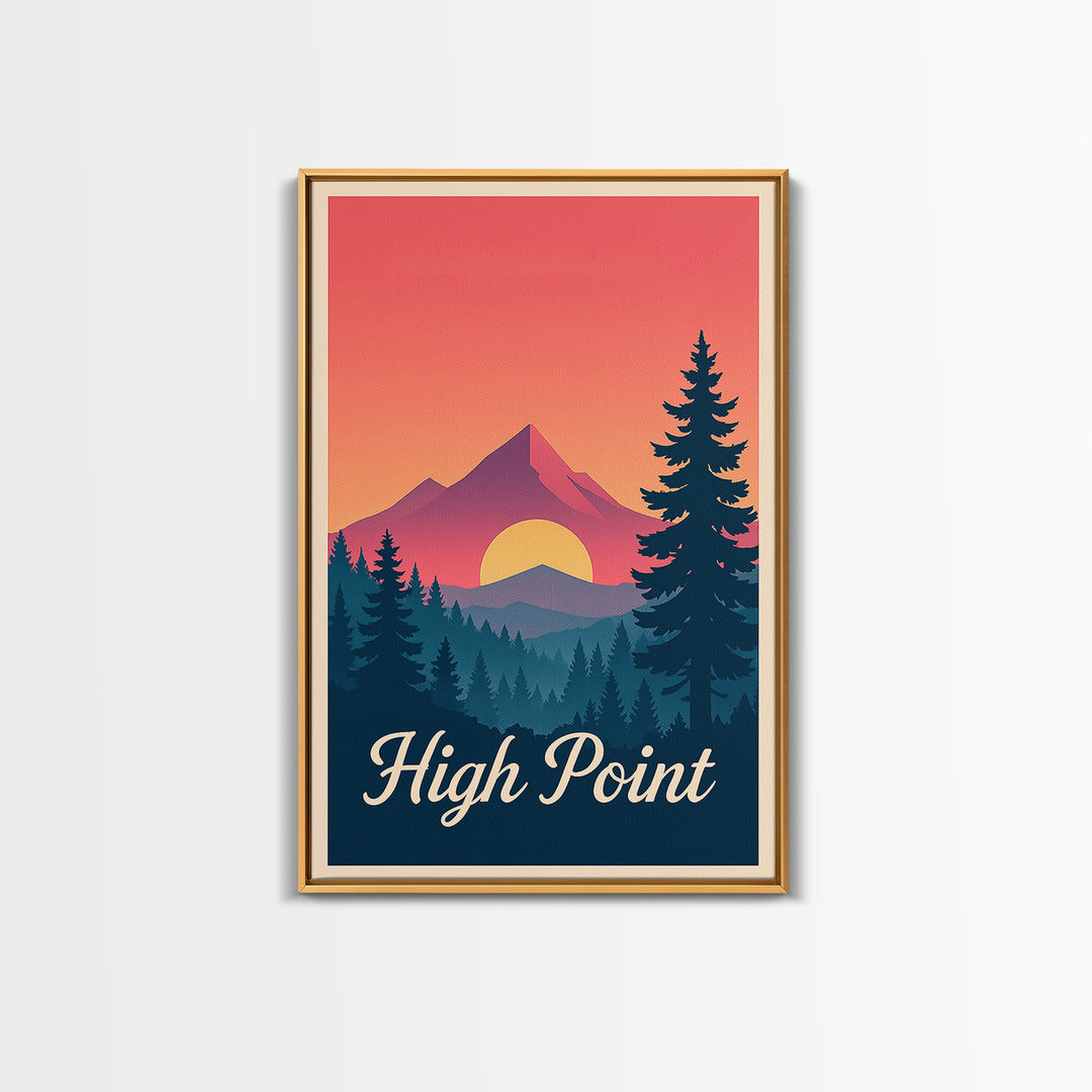High Point North Carolina Travel Poster, Canvas Print, Mid Century City Wall Art, High Point City Art, Travel Art Print, Vintage Travel Art