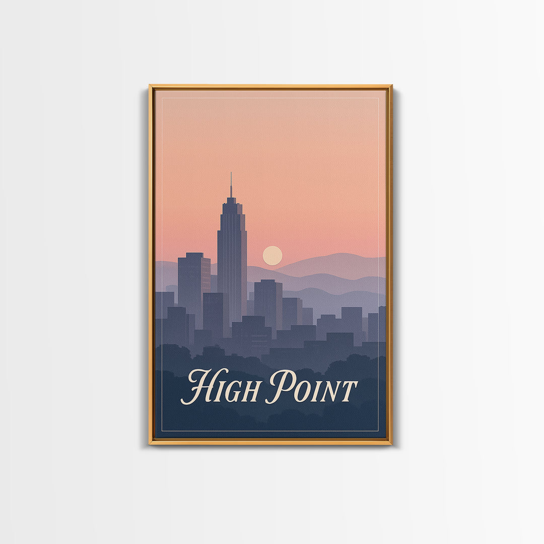 High Point Travel Poster, Canvas Print, Vintage Travel Poster Art, High Point City Art, Retro Travel Print, City Travel Prints