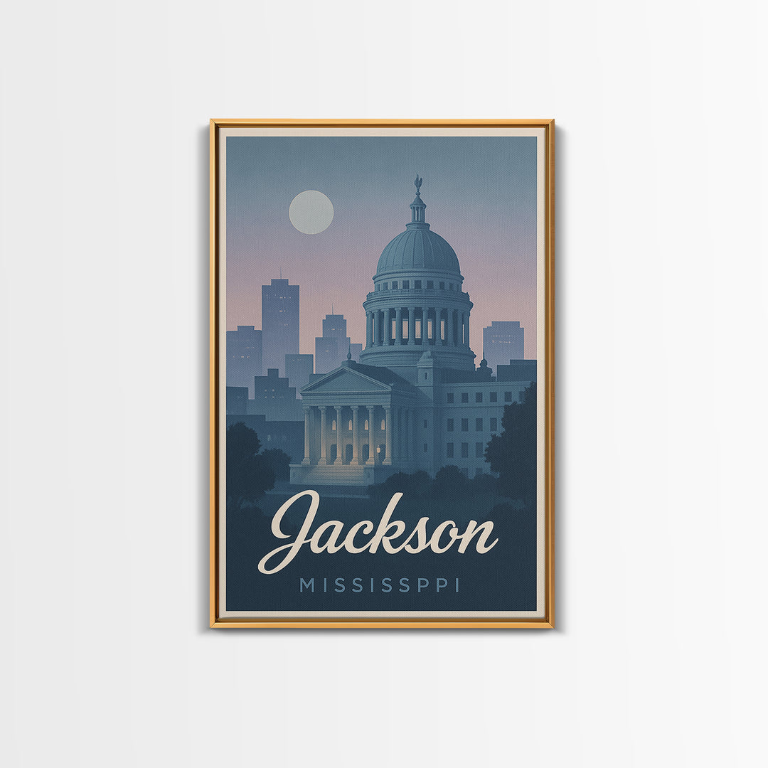 Jackson Travel Poster, Canvas Print, Mid Century City Wall Art, Jackson Wall Art, Travel Wall Art, Gift For Travelers, Travel Art Print