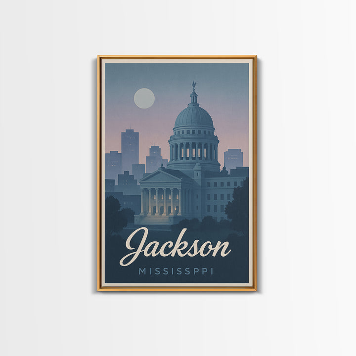 Jackson Travel Poster, Canvas Print, Mid Century City Wall Art, Jackson Wall Art, Travel Wall Art, Gift For Travelers, Travel Art Print