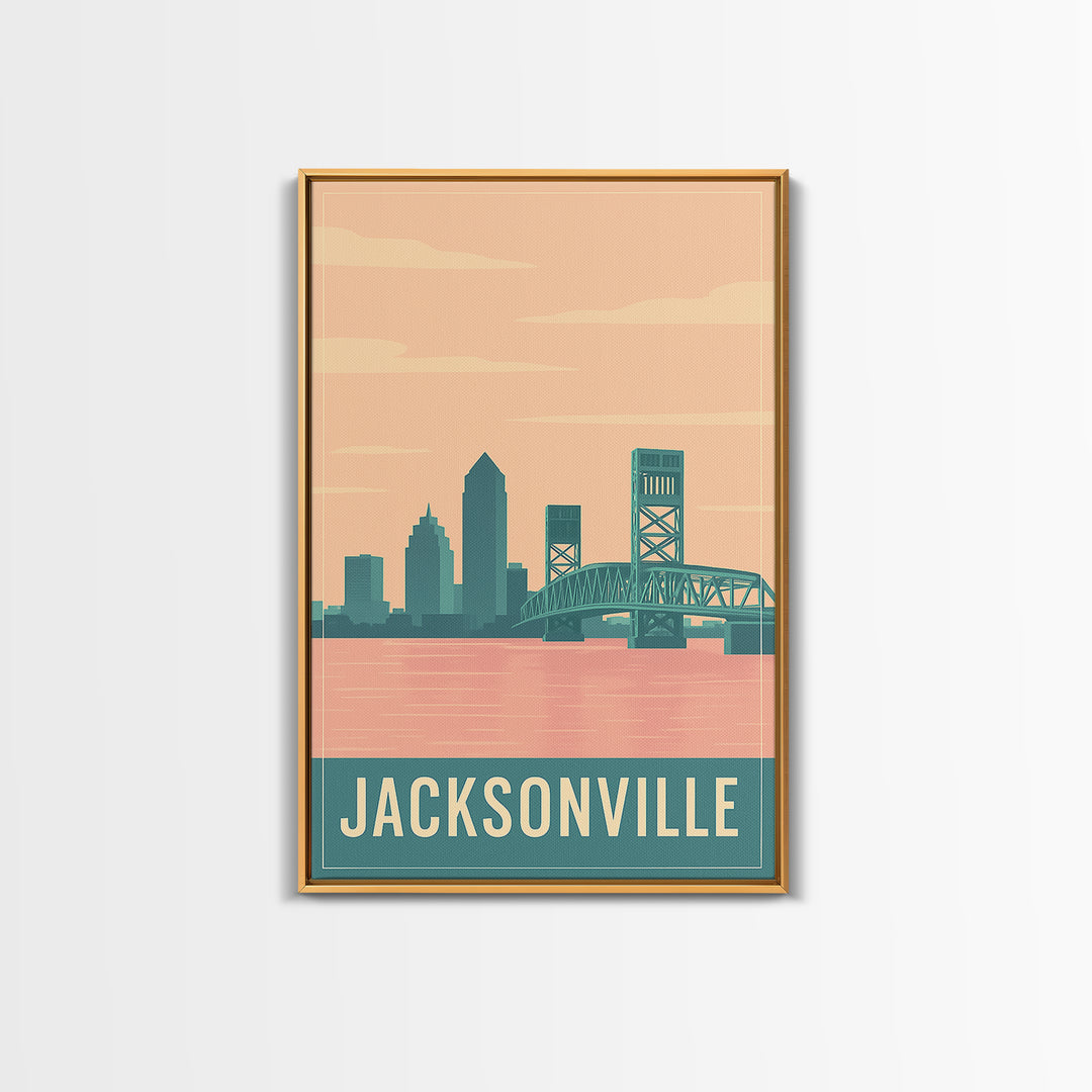Jacksonville Travel Poster, Canvas Print, Classic Travel Poster Art, Jacksonville Wall Art, Fine Art Print, Home Office Decor, Design 2