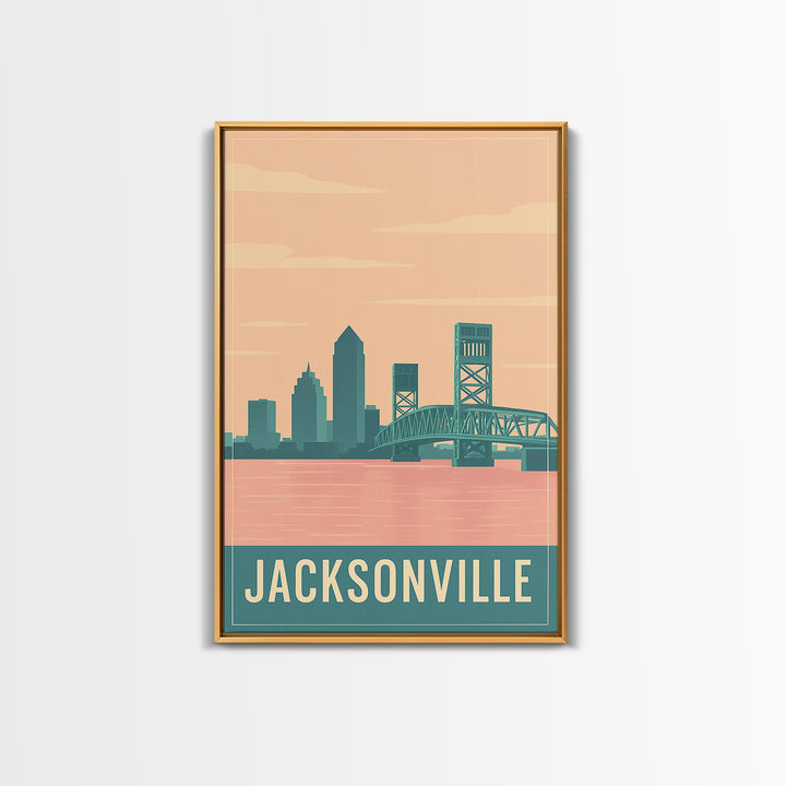 Jacksonville Travel Poster, Canvas Print, Classic Travel Poster Art, Jacksonville Wall Art, Fine Art Print, Home Office Decor, Design 2