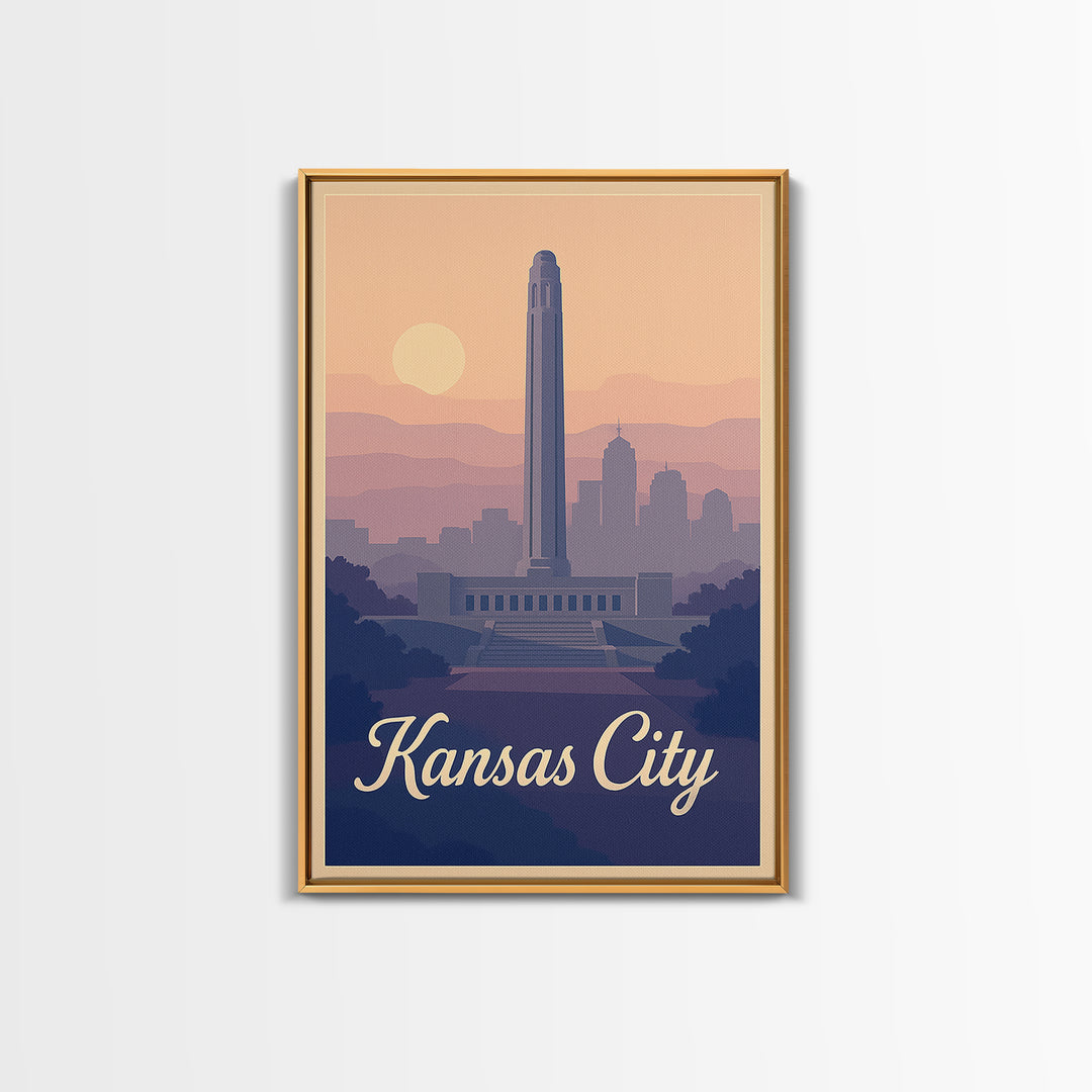 Kansas City Travel Poster, Canvas Print, Vintage Travel Poster Art, Kansas City Art Print, Travel Wall Art, Vintage City Art, Wall Art
