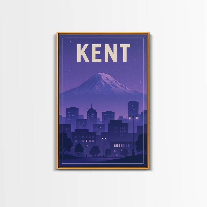 Kent Washington Travel Poster, Canvas Print, Retro Sunset Skyline Art, Kent Poster Print, Wall Decor, Gift For Travelers, Travel Decor