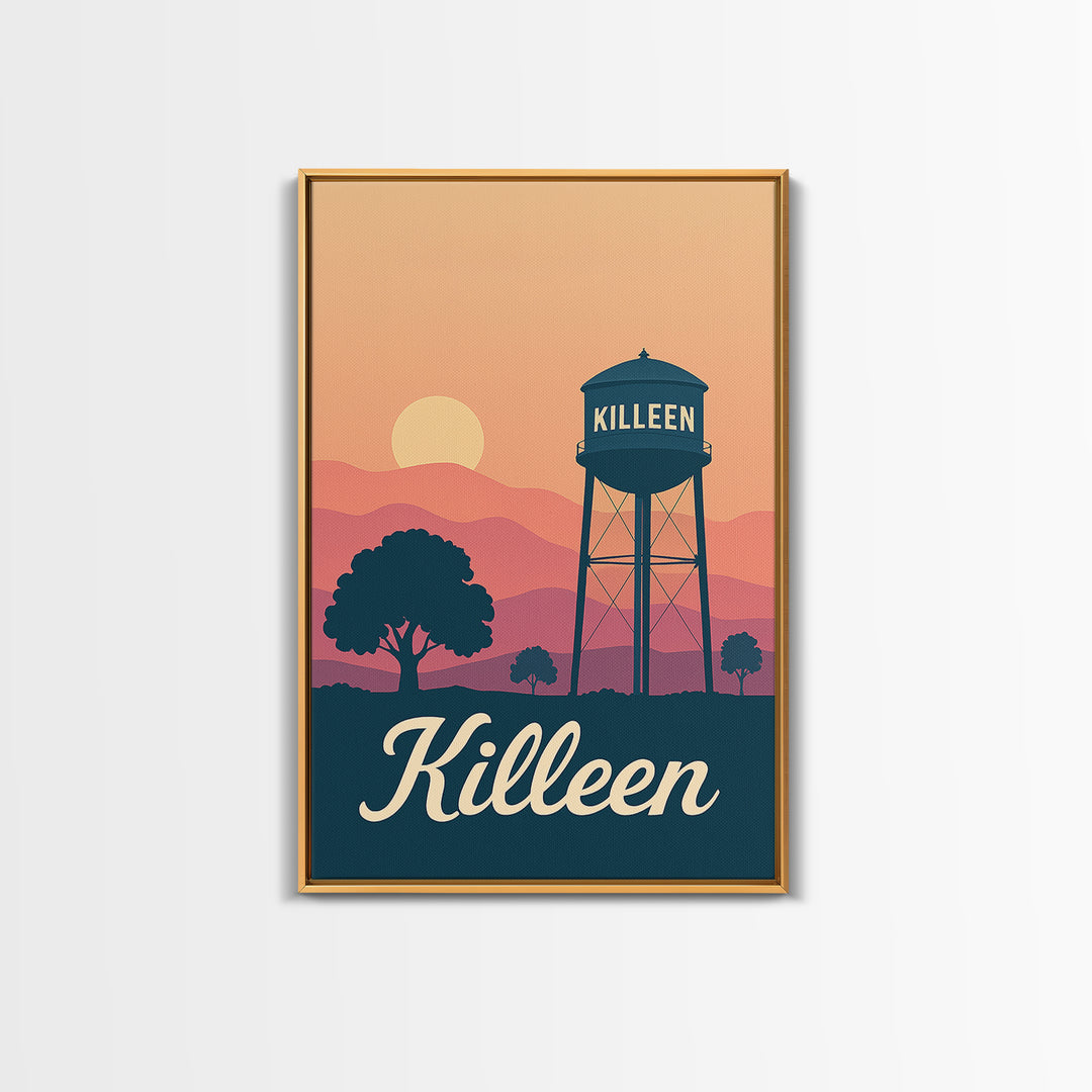 Killeen Texas Travel Poster, Canvas Print, Mid Century City Wall Art, Killeen Art Print, Modern Wall Decor, Travel Poster Art, Wall Decor