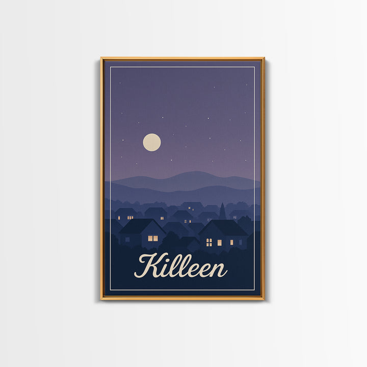 Killeen Travel Poster, Canvas Print, Classic Travel Poster Art, Killeen Poster Print, City Illustration, Travel Wall Art, Travel Poster Set