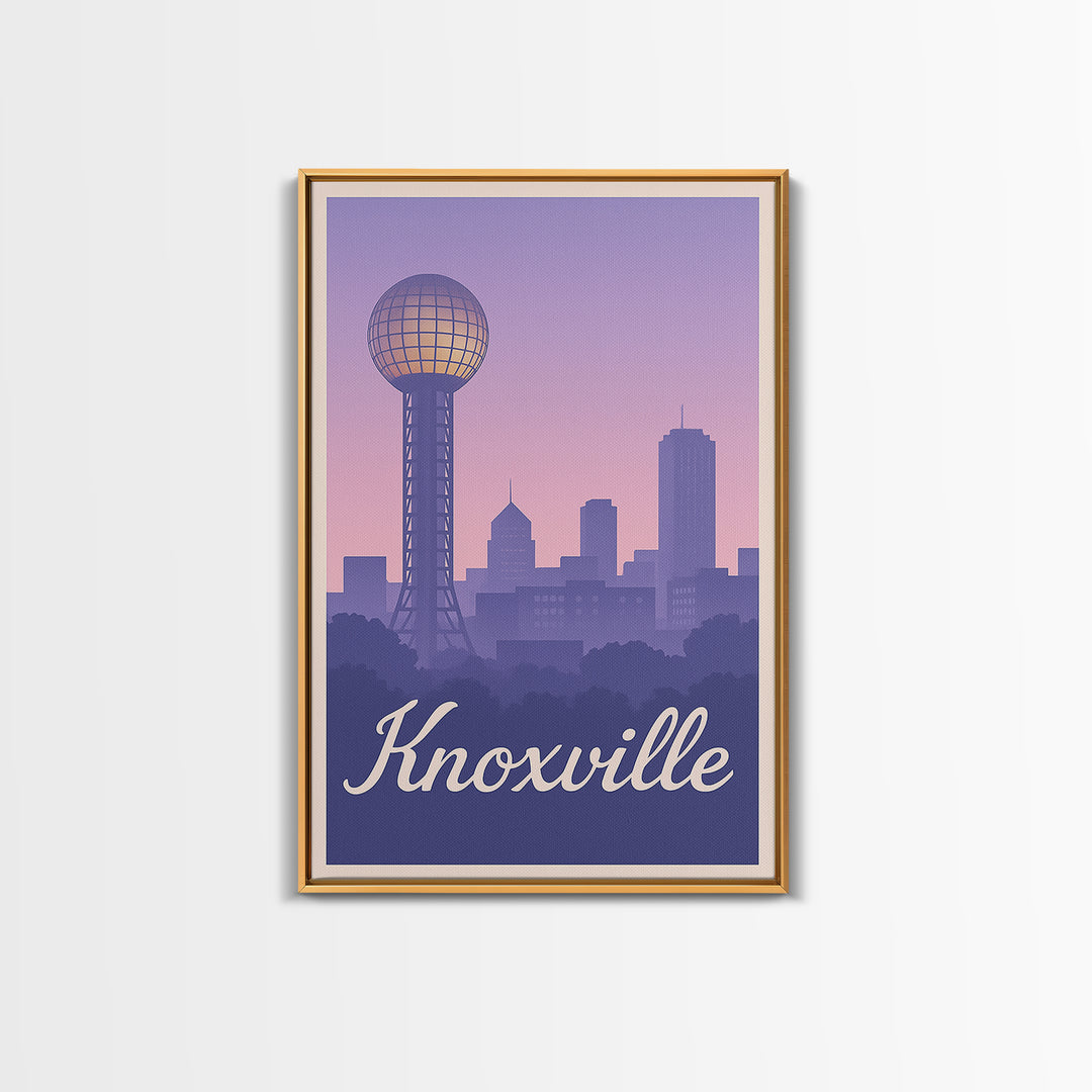 Knoxville Travel Poster, Framed Canvas Print, Mid Century City Wall Art, Knoxville Travel Art, Mid Century Wall Art, Travel Wall Decor