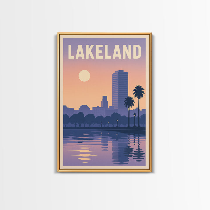 Lakeland Florida Travel Poster, Framed Canvas Print, Mid Century City Wall Art, Lakeland Poster Print, Vintage Travel Art, Travel Wall Art