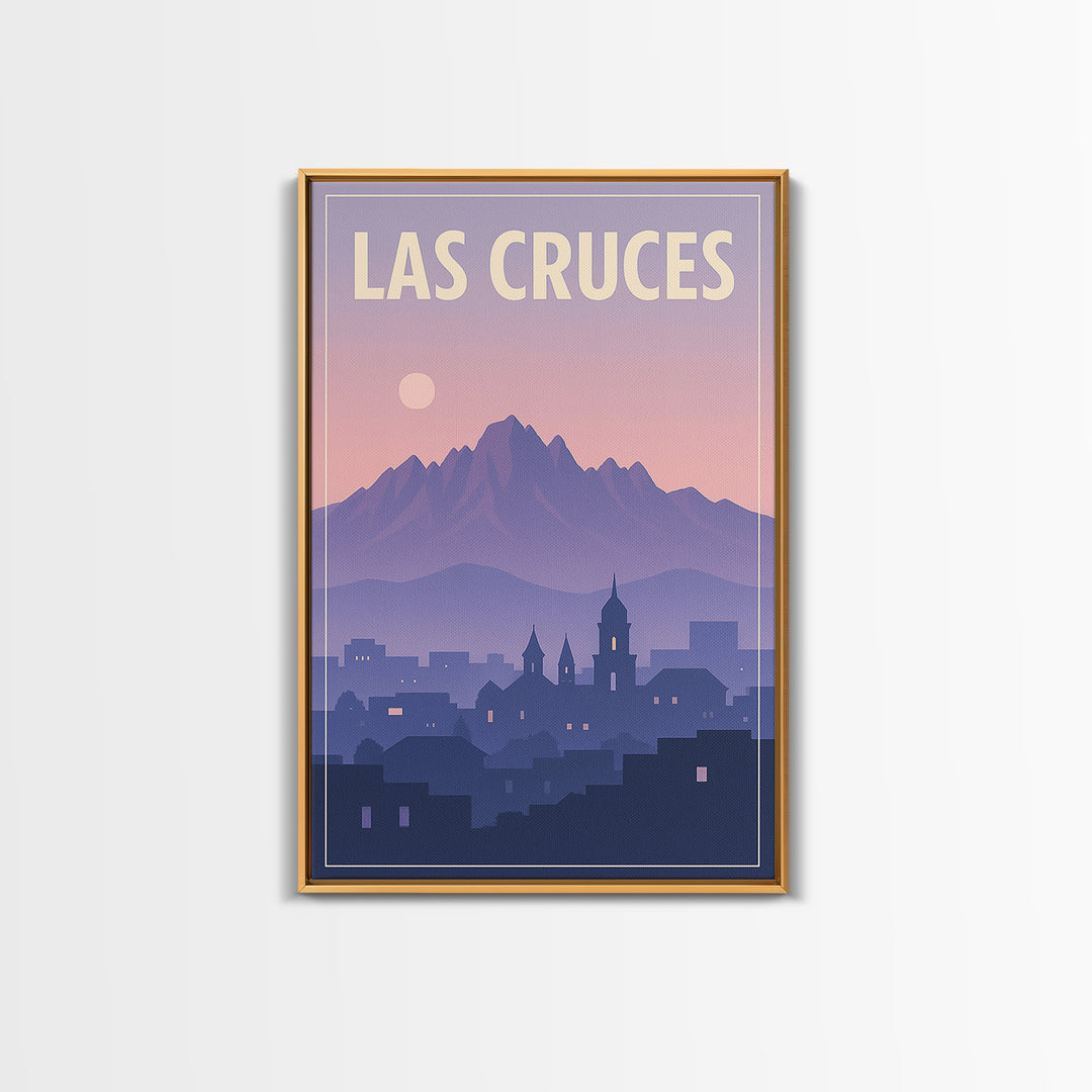 Las Cruces New Mexico Travel Poster, Canvas Print, Retro Sunset Skyline Art, Las Cruces Art Print, Modern Wall Decor, City Illustration
