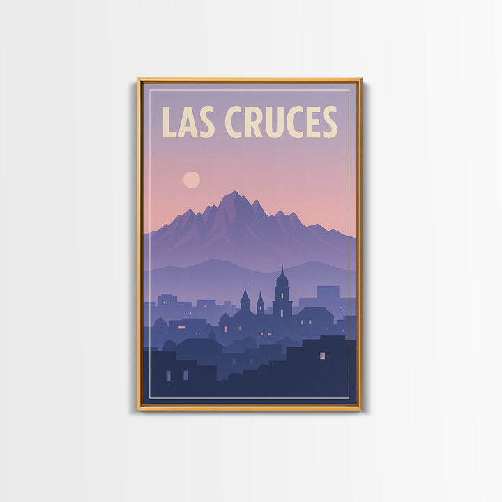 Las Cruces New Mexico Travel Poster, Canvas Print, Retro Sunset Skyline Art, Las Cruces Art Print, Modern Wall Decor, City Illustration
