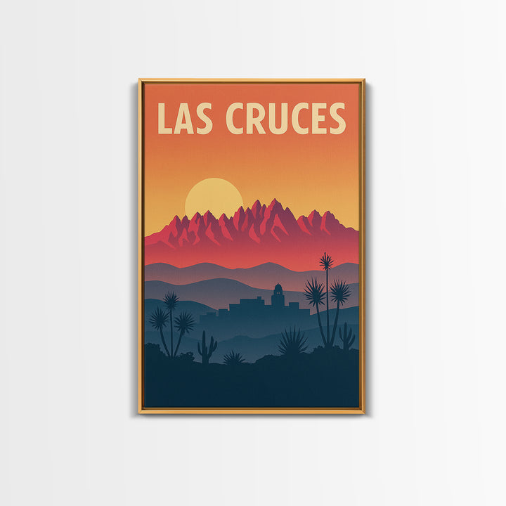 Las Cruces Travel Poster, Canvas Print, Retro Sunset Skyline Art, Las Cruces Poster Print, Mid Century Wall Art, Eclectic Wall Decor