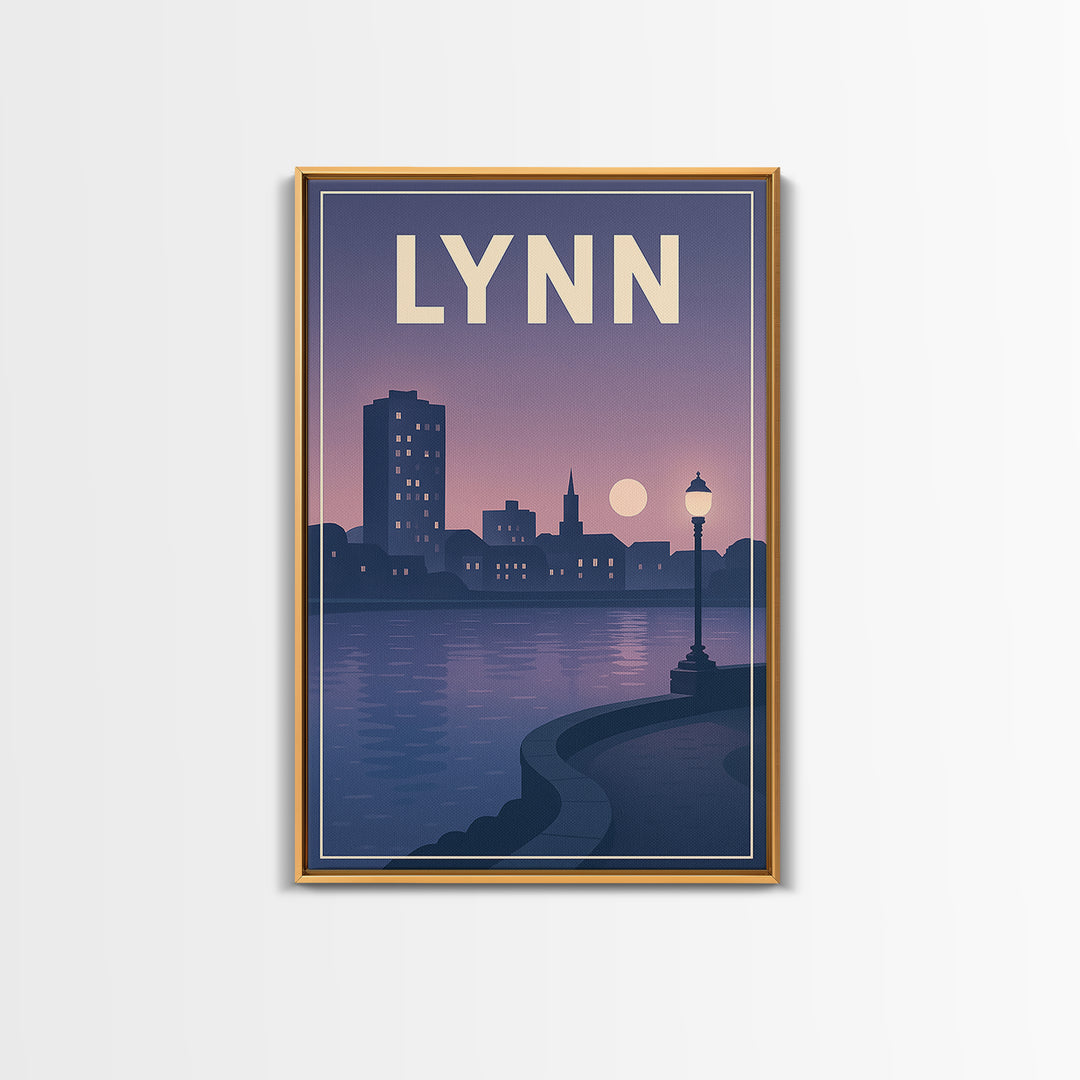 Lynn Travel Poster, Canvas Print, Mid Century City Wall Art, Lynn Poster Print, City Art Print, Vintage Travel Print, Travel Art Print