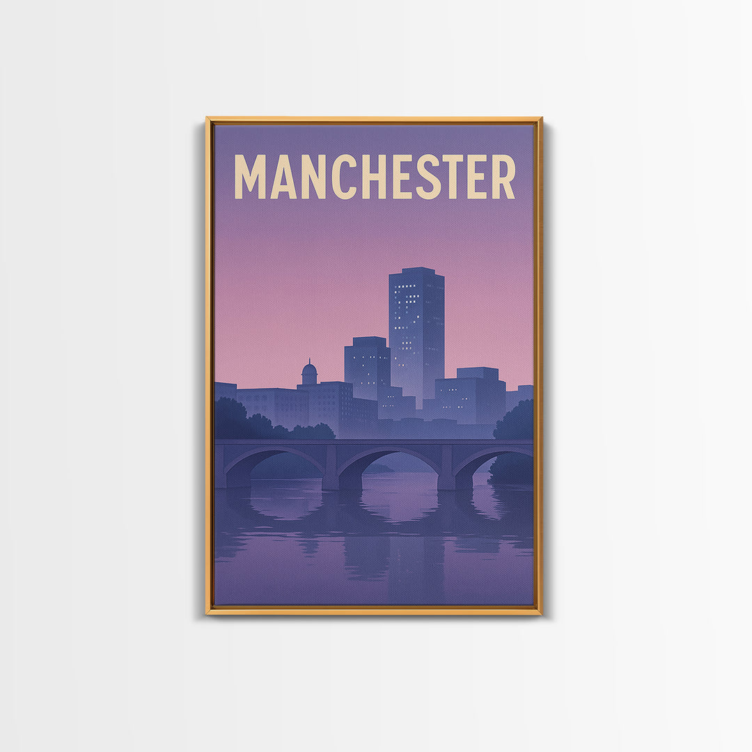 Manchester Travel Poster, Framed Canvas Print, Classic Travel Poster Art, Manchester Art Print, Travel Art Print, Fine Art Print