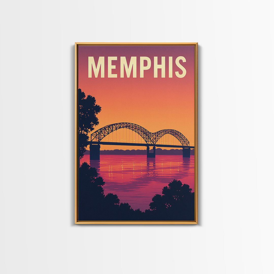 Memphis Tennessee Travel Poster, Framed Canvas Print, Vintage Travel Poster Art, Memphis Travel Art, Retro Travel Print, Fine Art Print
