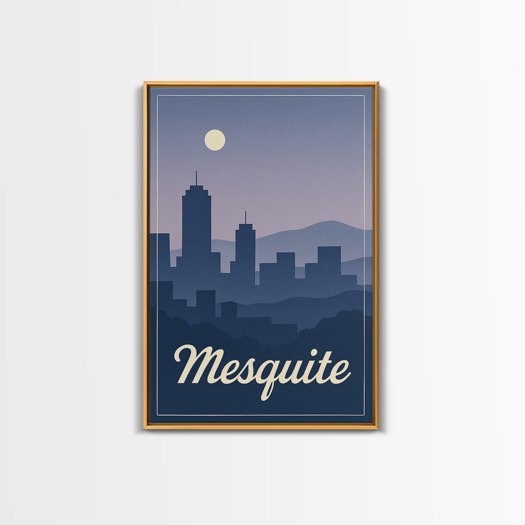 Mesquite Travel Poster, Framed Canvas Print, Mid Century City Wall Art, Mesquite Poster Print, Travel Poster Set, Home Office Decor