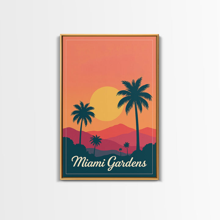 Miami Gardens Florida Travel Poster, Canvas Print, Vintage Travel Poster Art, Miami Gardens Poster Print, Gift For Travelers, City Art Print