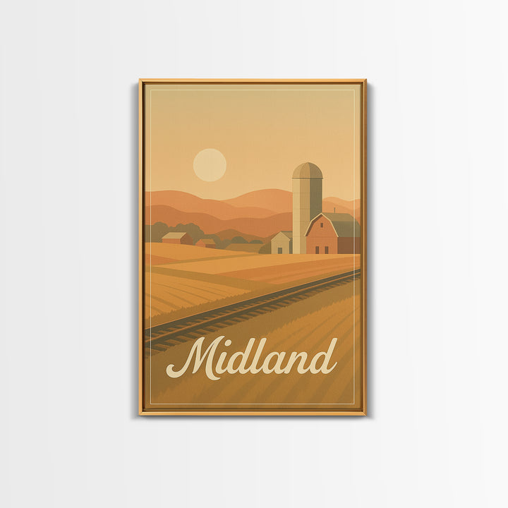 Midland Texas Travel Poster, Framed Canvas Print, Classic Travel Poster Art, Midland Wall Art, Travel Wall Art, Gift For Travelers