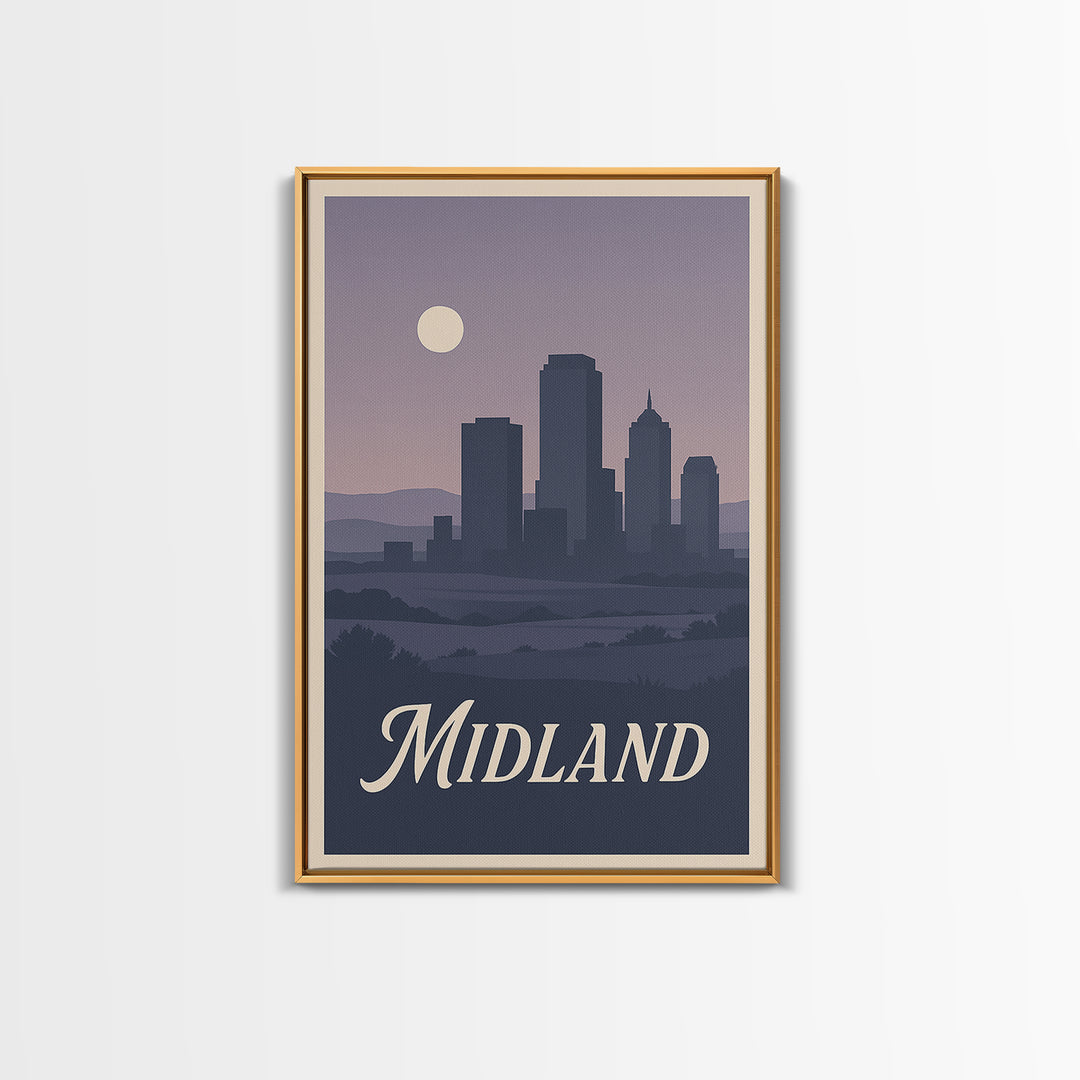Midland Travel Poster, Canvas Print, Vintage Travel Poster Art, Midland Wall Art, Retro Travel Print, Travel Poster Art, Vintage City Art