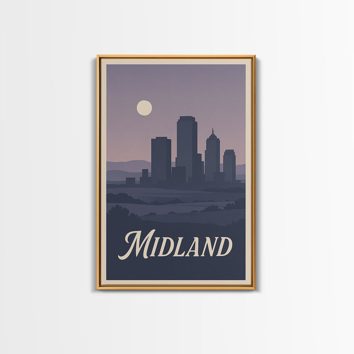Midland Travel Poster, Canvas Print, Vintage Travel Poster Art, Midland Wall Art, Retro Travel Print, Travel Poster Art, Vintage City Art