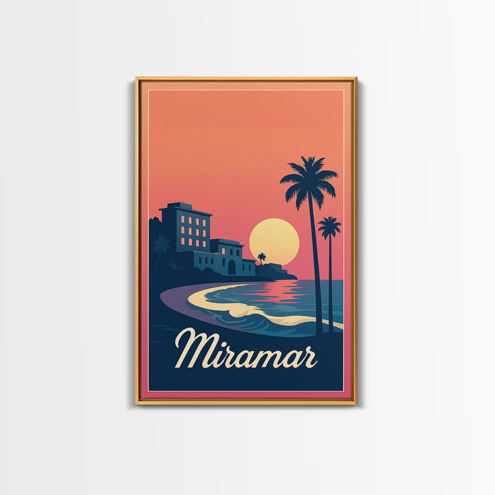 Miramar Florida Travel Poster, Canvas Print, Mid Century City Wall Art, Miramar City Art, Poster Art, Vintage City Poster, Travel Wall Art