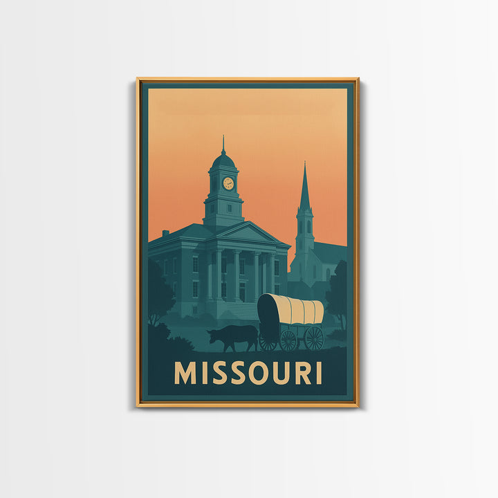 Missouri Travel Poster, Framed Canvas Print, Classic Travel Poster Art, Missouri Travel Art, Vintage City Poster, City Travel Prints