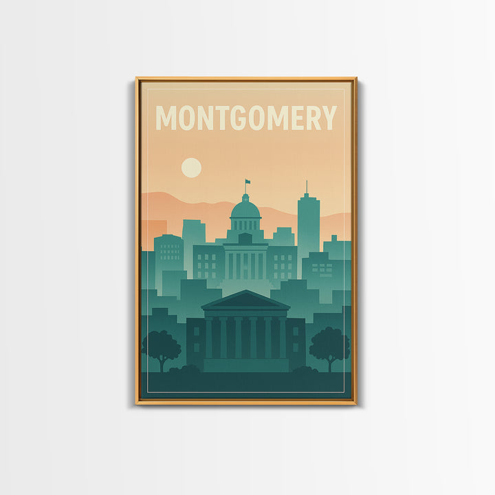 Montgomery Travel Poster, Canvas Print, Mid Century City Wall Art, Montgomery City Art, Mid Century Wall Art, Gift For Travelers