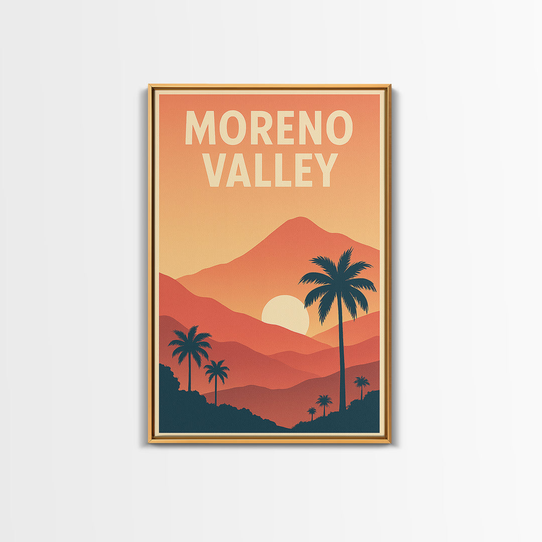 Moreno Valley Travel Poster, Canvas Print, Classic Travel Poster Art, Moreno Valley Travel Art, Vintage Travel Print, City Illustration