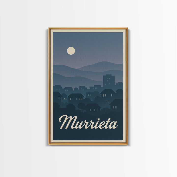 Murrieta Travel Poster, Framed Canvas Print, Mid Century City Wall Art, Murrieta Art Print, Gift For Travelers, Vintage City Poster