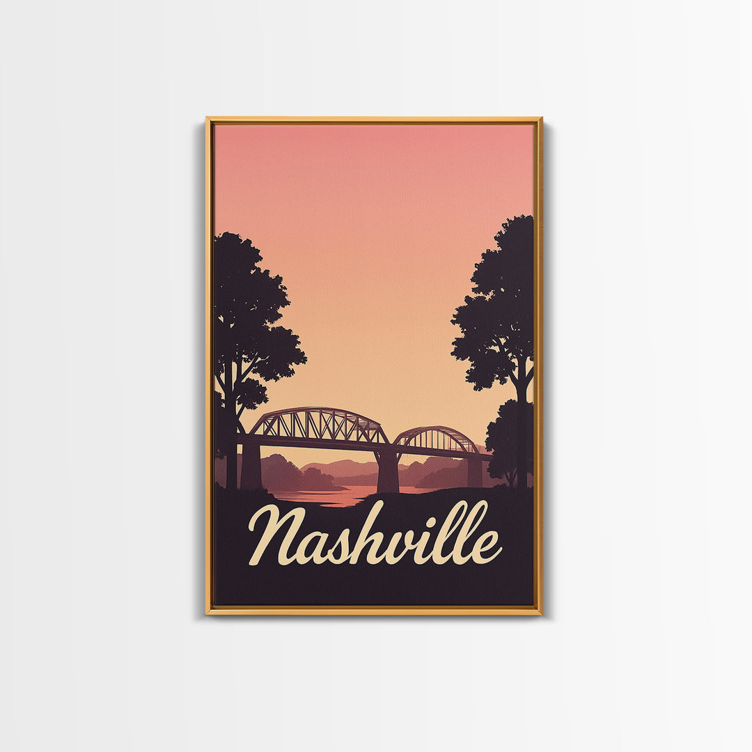 Nashville Tennessee Travel Poster, Canvas Print, Vintage Travel Poster Art, Nashville City Art, Vintage Travel Art, Living Room Wall Art