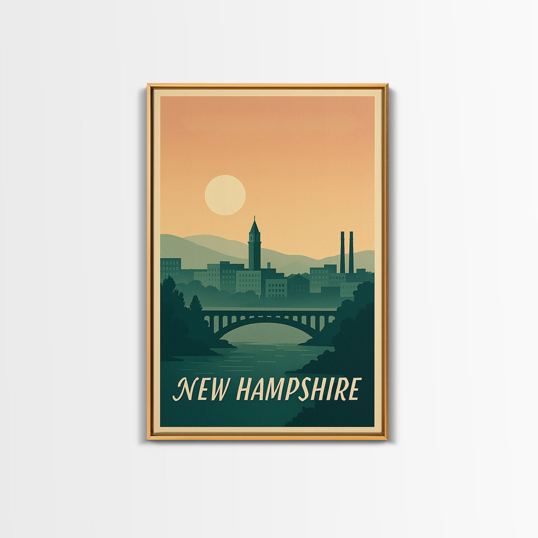 New Hampshire Travel Poster, Canvas Print, Mid Century City Wall Art, New Hampshire Poster Print, City Art Print, Travel Poster Set