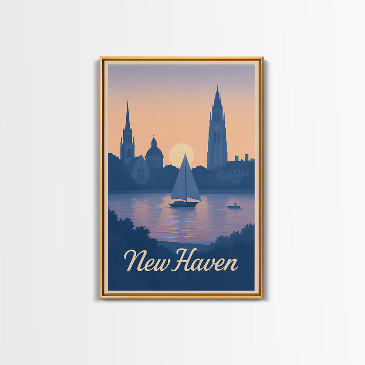 New Haven Travel Poster, Framed Canvas Print, Classic Travel Poster Art, New Haven City Art, Gift For Travelers, Vintage Travel Print