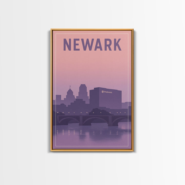 Newark New Jersey Travel Poster, Canvas Print, Mid Century City Wall Art, Newark Art Print, Watercolor City Skyline, Art Print