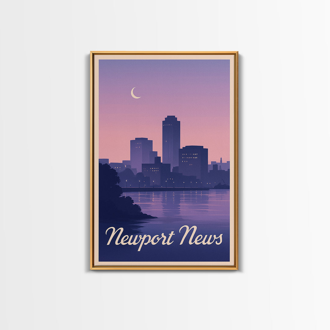 Newport News Travel Poster, Framed Canvas Print, Classic Travel Poster Art, Newport News Wall Art, Vintage Travel Art, Vintage City Art