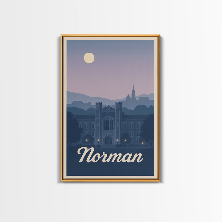 Norman Travel Poster, Framed Canvas Print, Classic Travel Poster Art, Norman City Art, Retro Travel Print, Mid Century Wall Art