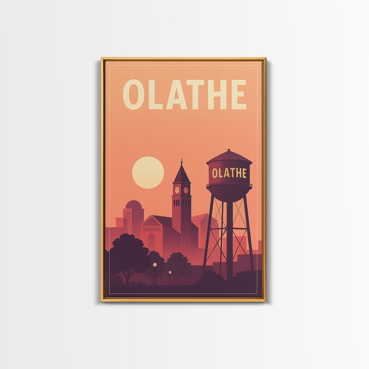 Olathe Travel Poster, Canvas Print, Mid Century City Wall Art, Olathe Travel Art, Travel Wall Art, Home Office Decor, City Illustration