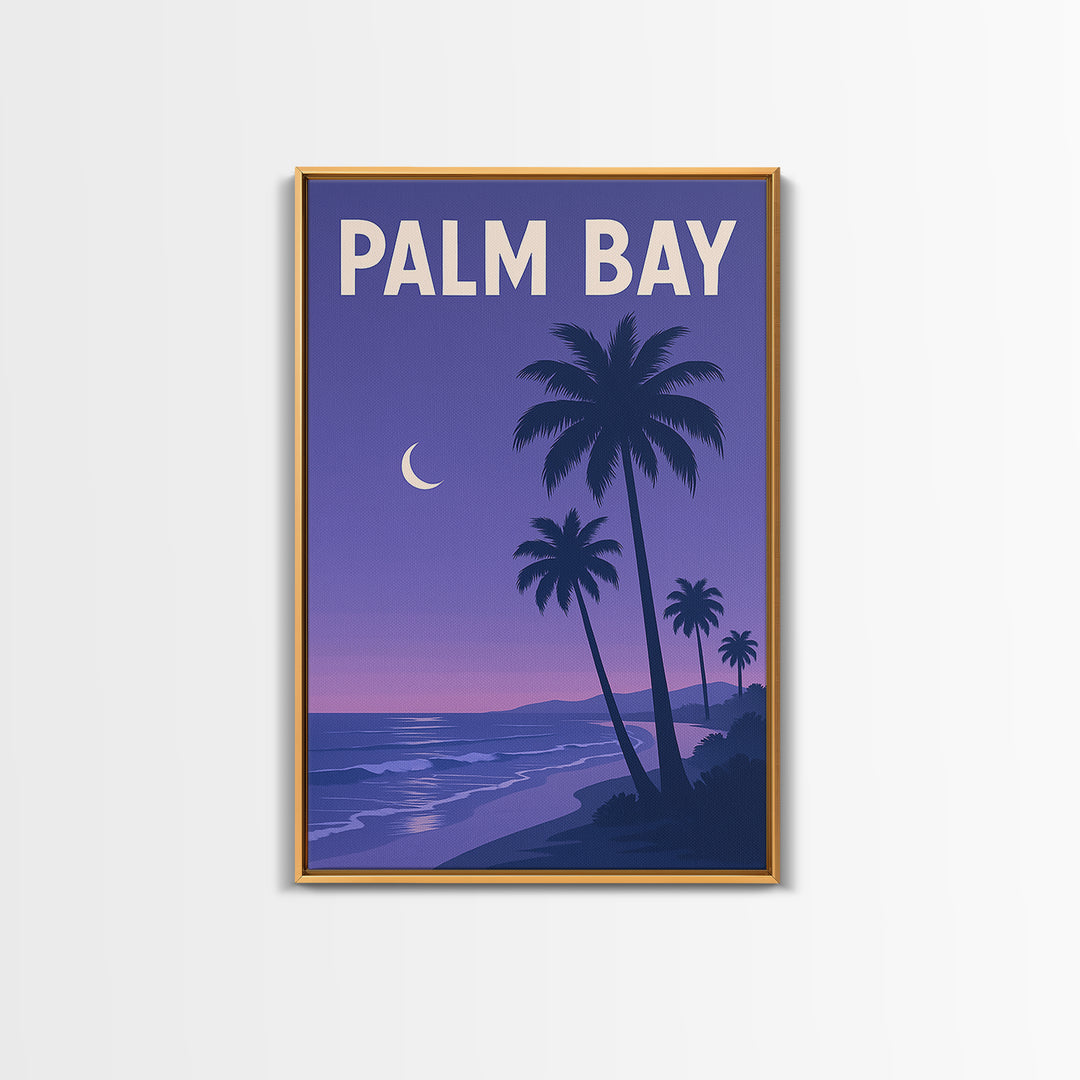 Palm Bay Florida Travel Poster, Canvas Print, Retro Sunset Skyline Art, Palm Bay Poster Print, Poster Art, Wanderlust Decor, Travel Gift